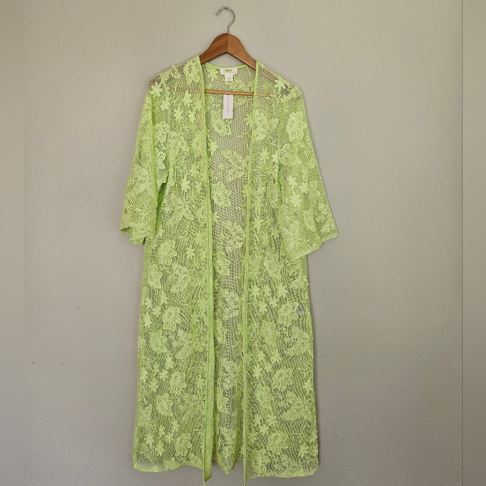 Maeve Lime Green Lace Duster Kimono - Picture 2 of 8